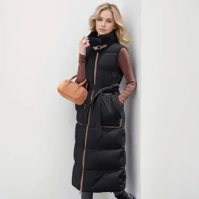 2024 Winter neue lange Damen Daunen Baumwolle Weste Jacke stilvolle und High-End Plüsch Stehkragen genähte Taille schlanker warme Jacke