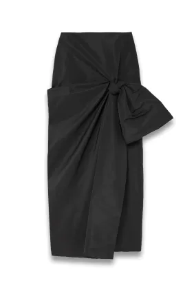 Bow-embellished Taffeta Midi Skirt