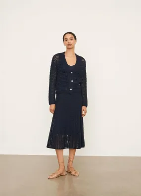 Crochet Cardigan Sweater in Navy