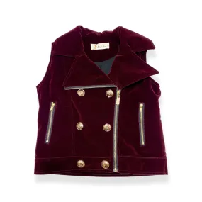 Double Breasted Velvet Vest w/ Gold Buttons