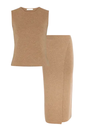 Fosco Wool & Cashmere-Blend Vest and Umbria Wrap-Effect Wool & Cashmere-Blend Midi Skirt