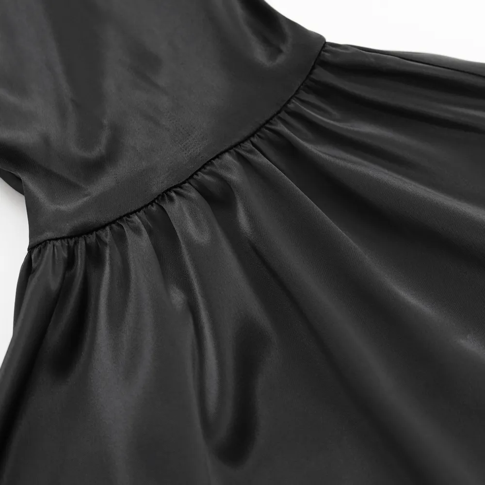 Gothic Lace Overlay Bell-Bottom Pants with Satin Accents