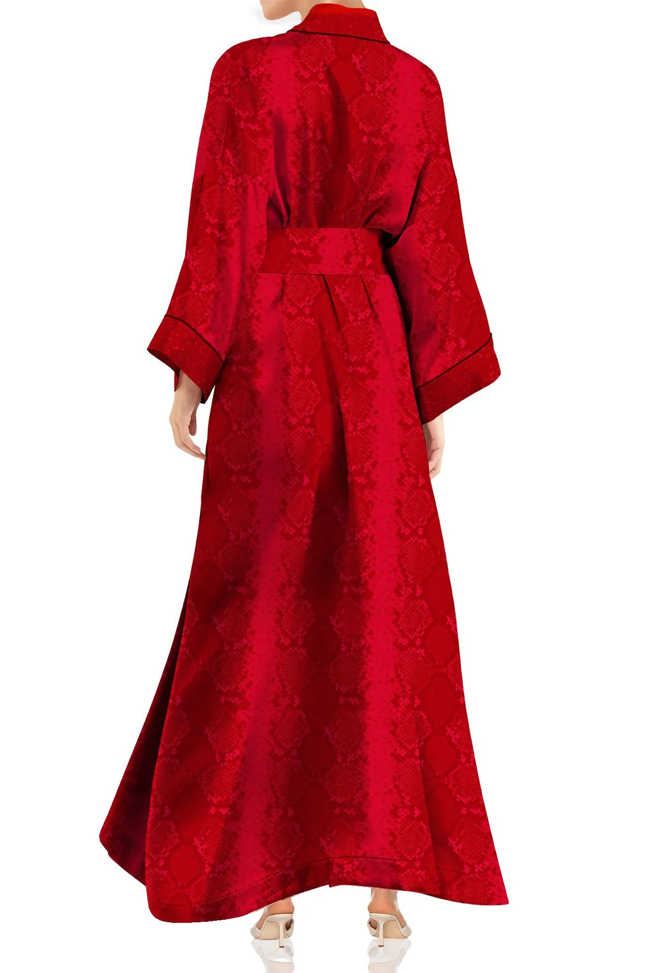 Made with Cupro Long Kimono Robe Dress in Blood Stone