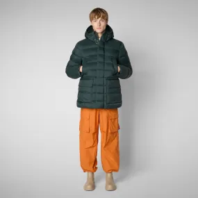 Man's animal free hooded puffer jacket Lyle in green black