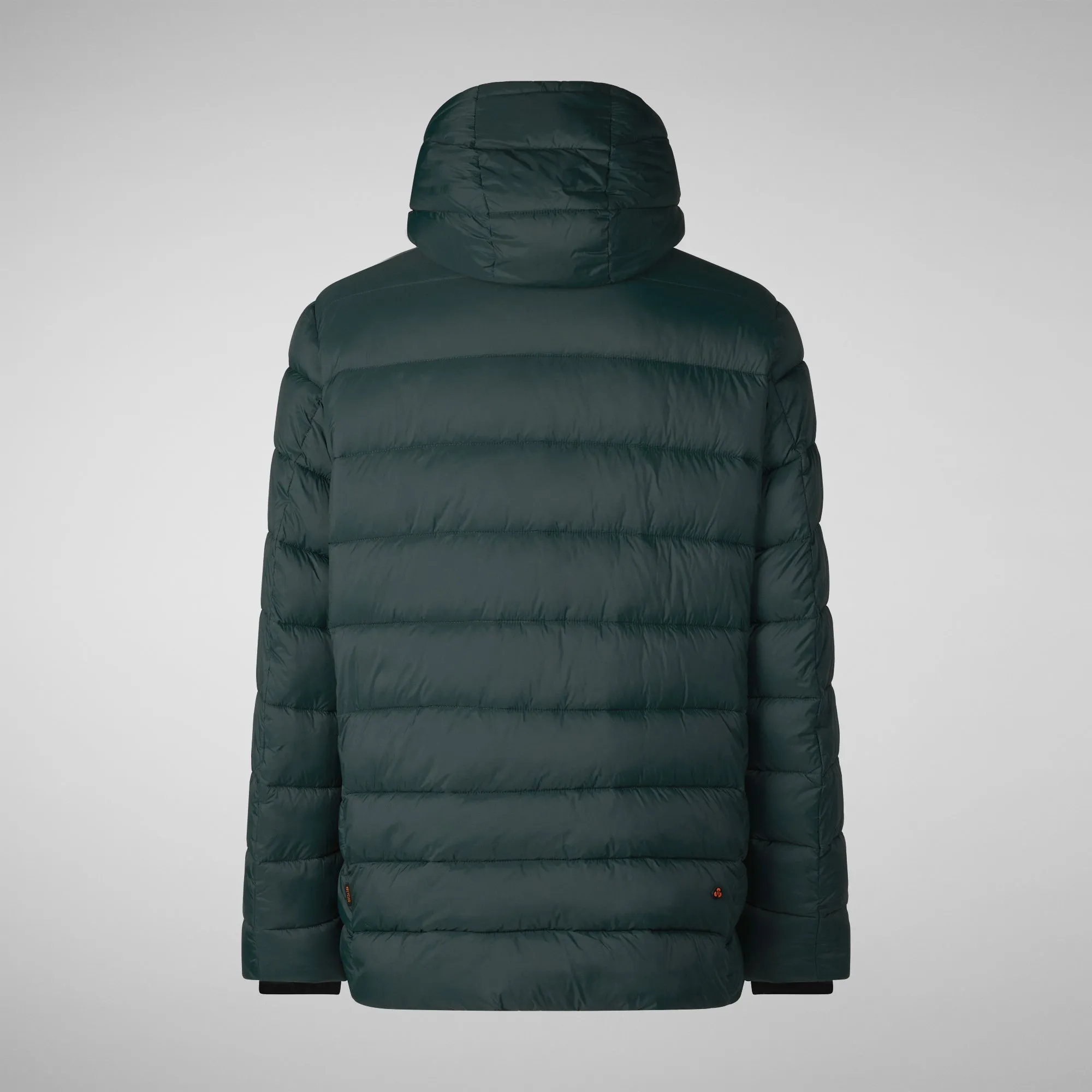 Man's animal free hooded puffer jacket Lyle in green black