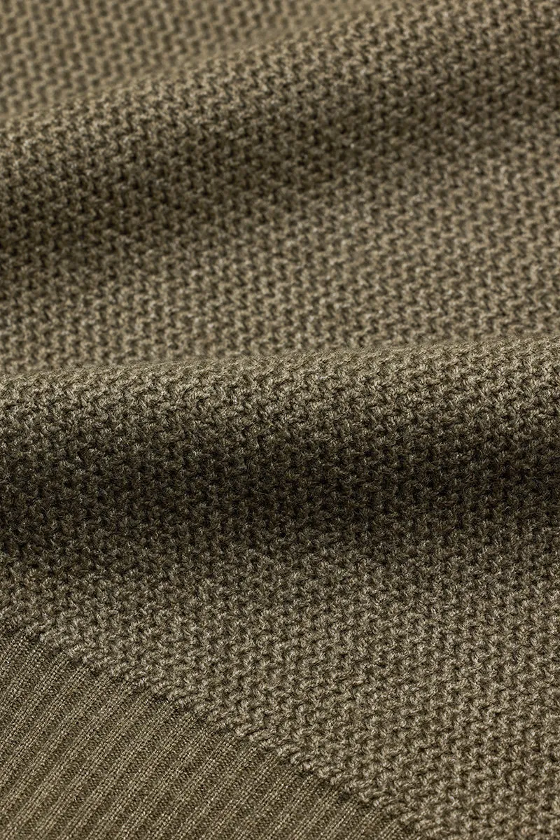 Olive Knitted Polo Sweater