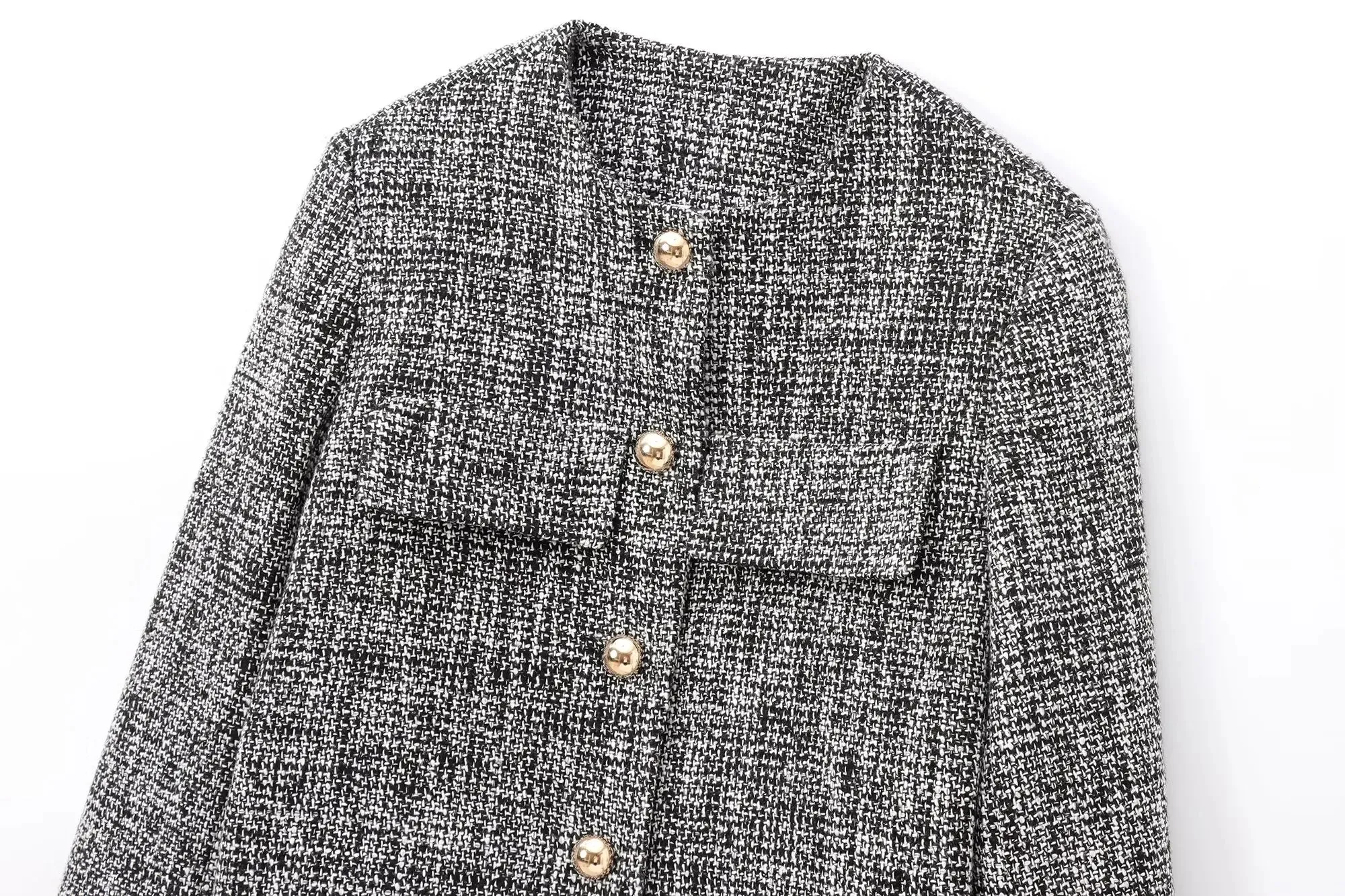 ONKOGENE Herbst Elegante Frauen Plaid Einreiher Schmücken Casual Jacke Mantel   Hohe Taille Zipper Mini Culottes 2-teiliges Set
