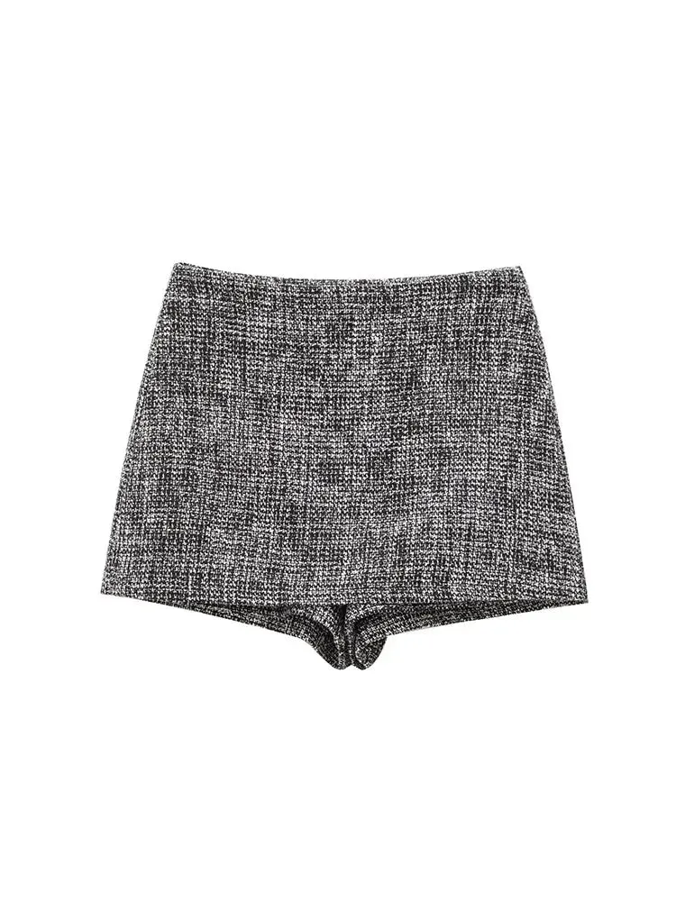ONKOGENE Herbst Elegante Frauen Plaid Einreiher Schmücken Casual Jacke Mantel   Hohe Taille Zipper Mini Culottes 2-teiliges Set