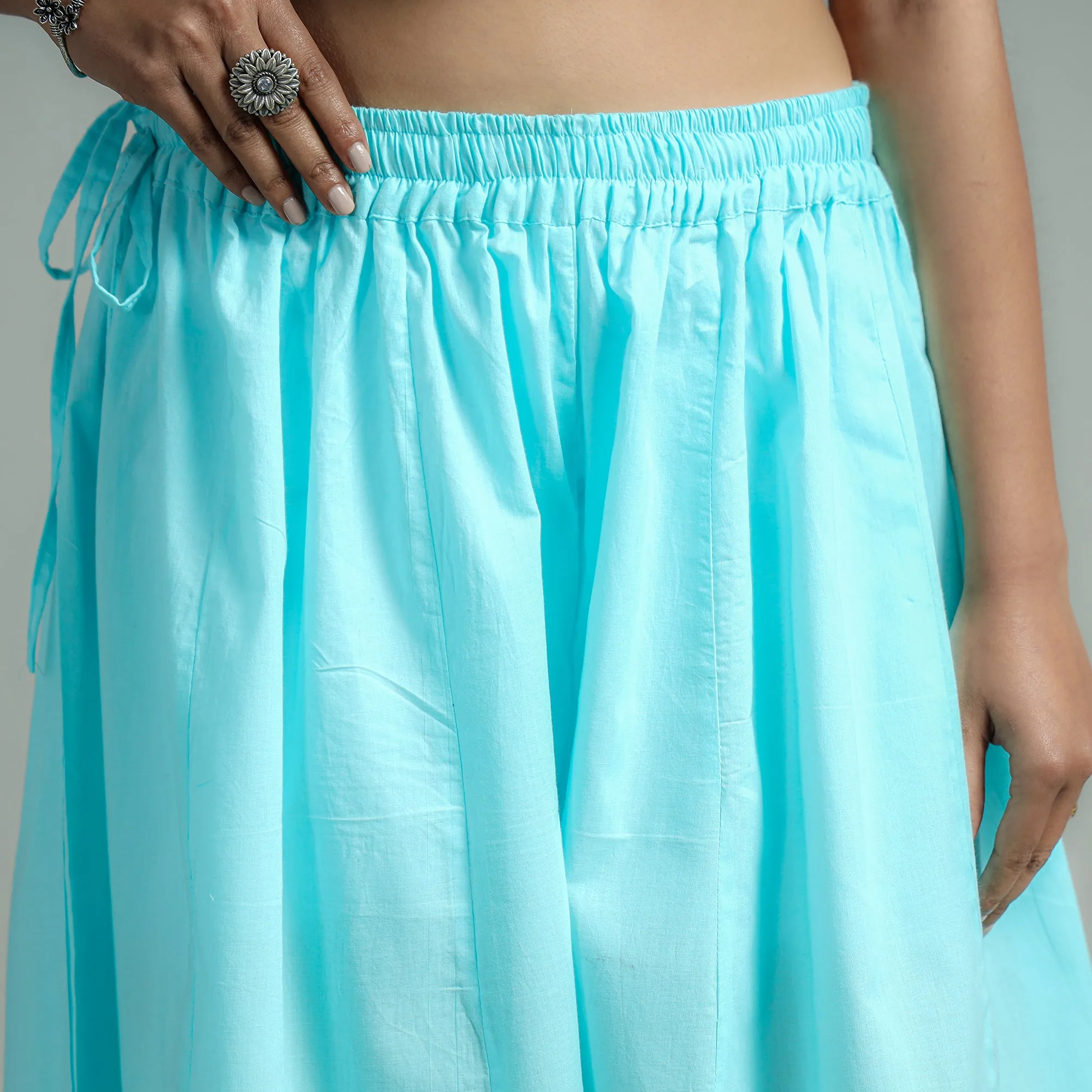 Sky Blue - Plain Dyed Cotton Flared Palazzo