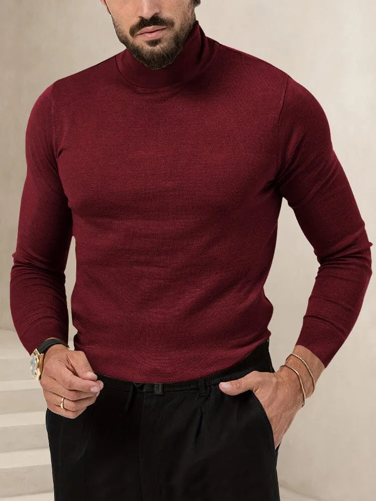 Stretchy Turtleneck Knit Basic Top