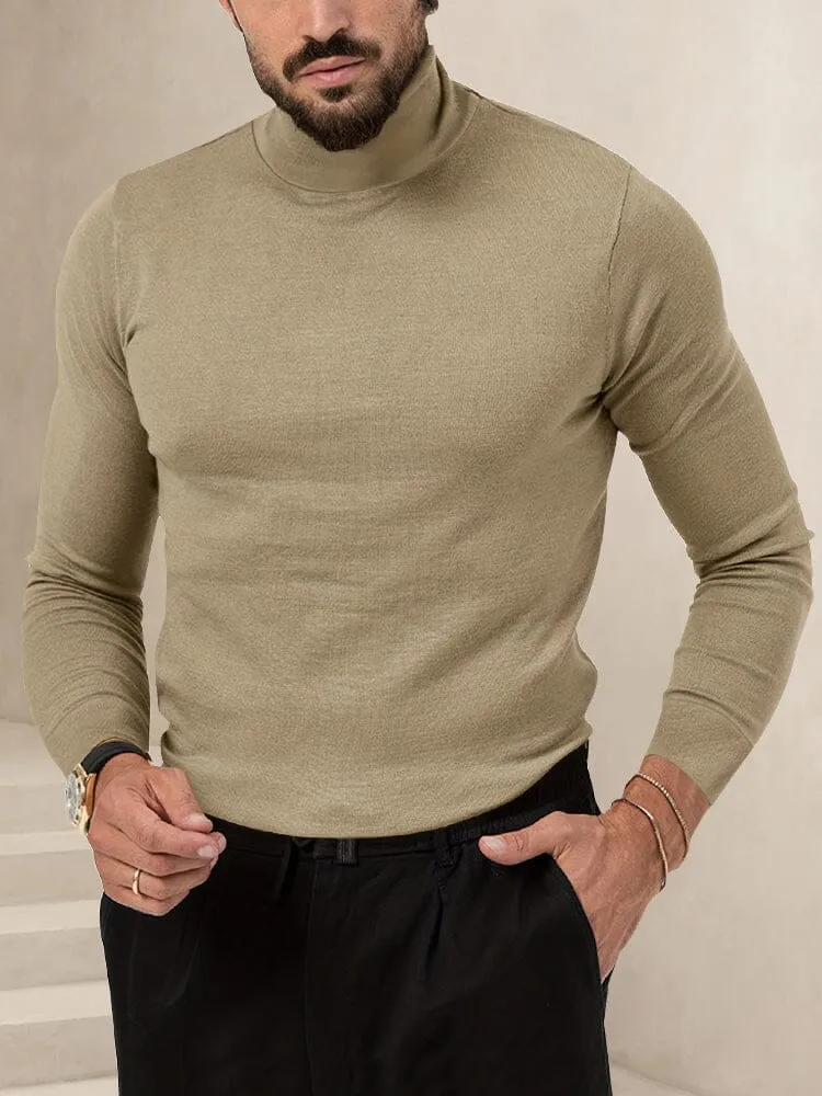 Stretchy Turtleneck Knit Basic Top