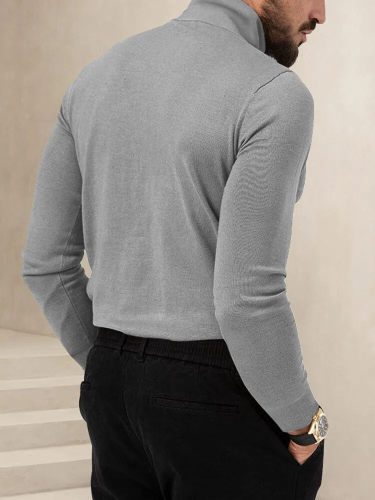 Stretchy Turtleneck Knit Basic Top