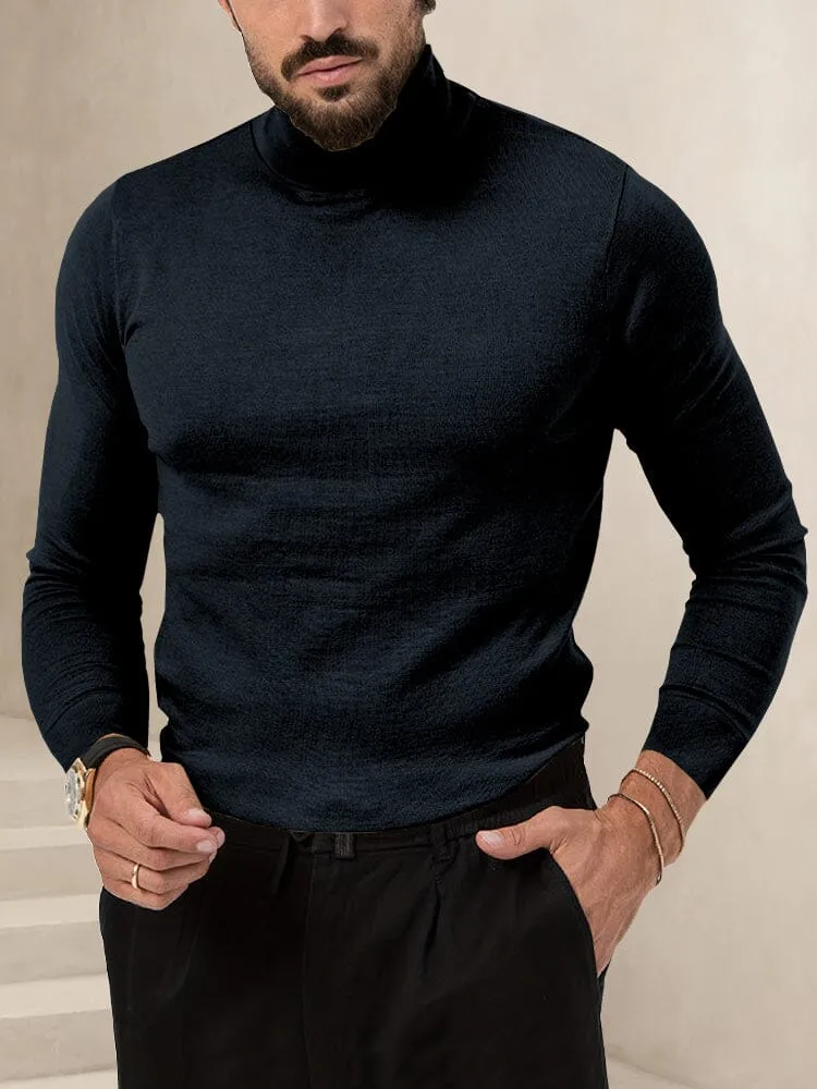 Stretchy Turtleneck Knit Basic Top