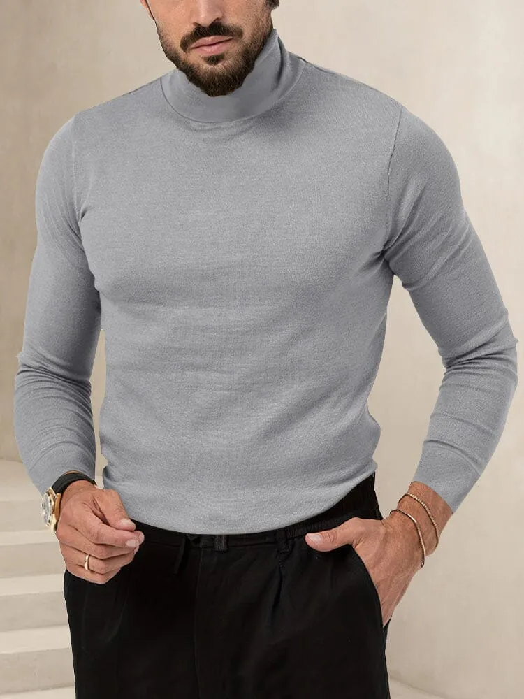 Stretchy Turtleneck Knit Basic Top