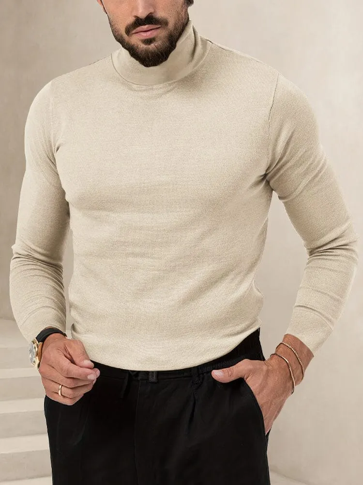 Stretchy Turtleneck Knit Basic Top