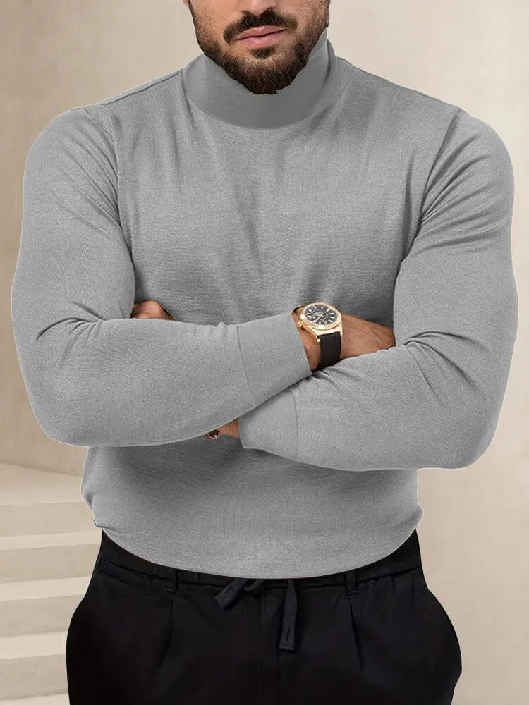Stretchy Turtleneck Knit Basic Top