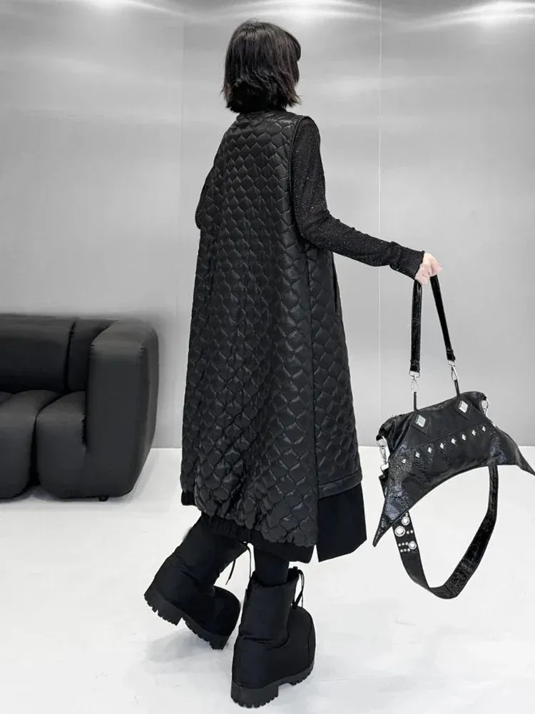 TEEK - Black Single Breasted Long Vest Parka