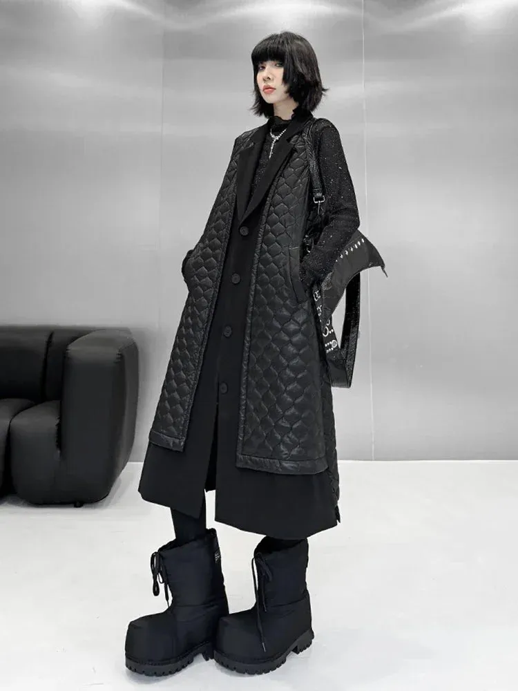 TEEK - Black Single Breasted Long Vest Parka