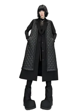 TEEK - Black Single Breasted Long Vest Parka
