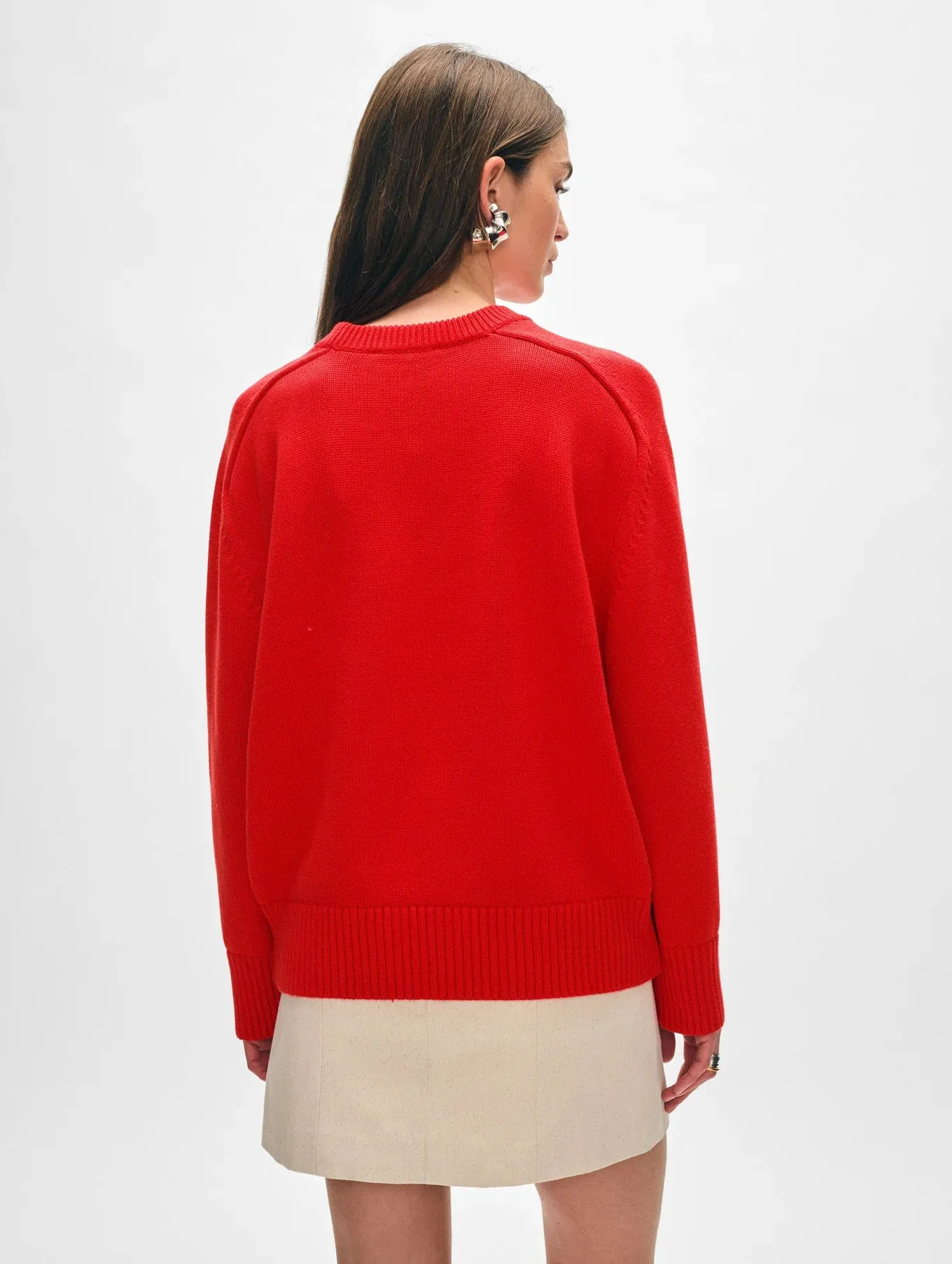 White   Warren - Organic Cotton Saddle Sleeve Crewneck in Cherry