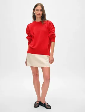 White   Warren - Organic Cotton Saddle Sleeve Crewneck in Cherry