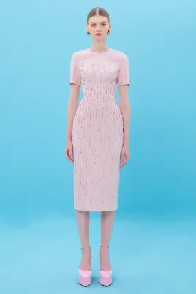Yaretzi Sheath Round Neck Burlap Midi Dress