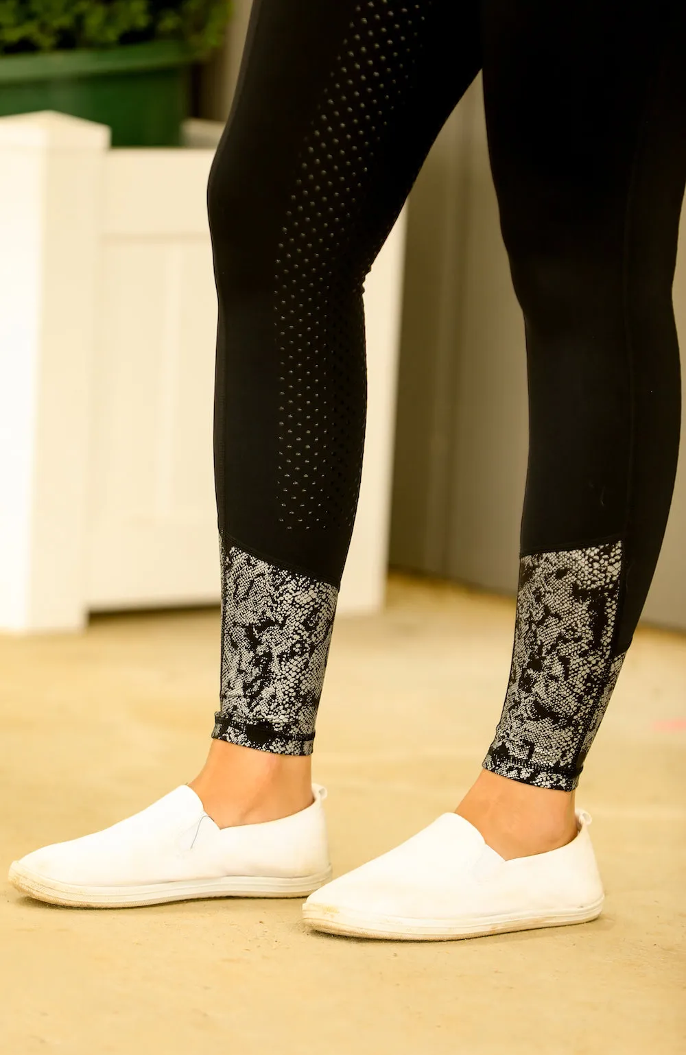 Youth Performance Riding Tights - Black Python